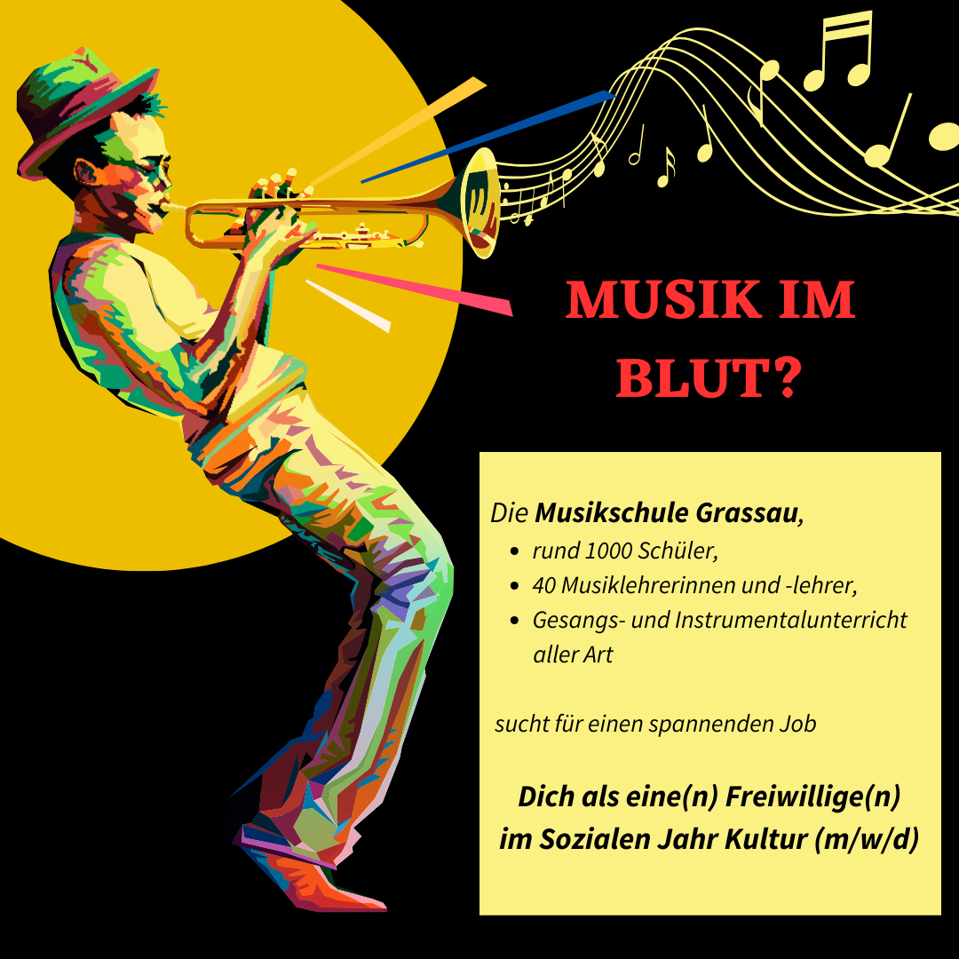 Ein Jahr für die Leidenschaft zur Musik. In der Musikschule Grassau als Freiwillige(r) im sozialen Jahr Kultur 